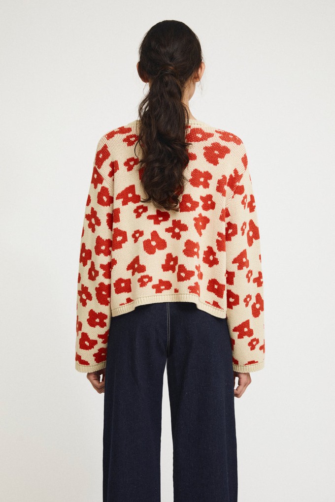 Keith Knit cardigan red flowers from Cool and Conscious