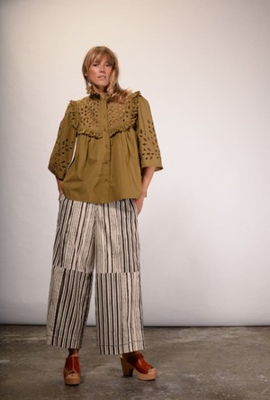 Birdy English Broderie Blouse Khaki from Cool and Conscious