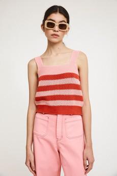 Layla top knit with stripes red/pink via Cool and Conscious