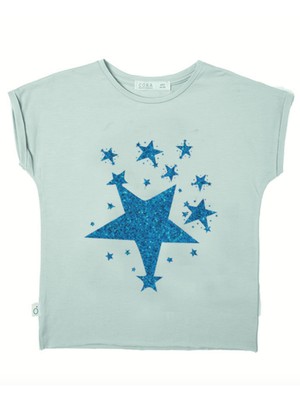 Eukalyptus T-Shirt Laura - himmelblau mit Sternen from CORA happywear