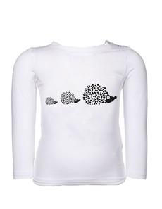 Baby T-Shirt "Aura" in eucalyptus with hedgehogs print via CORA happywear