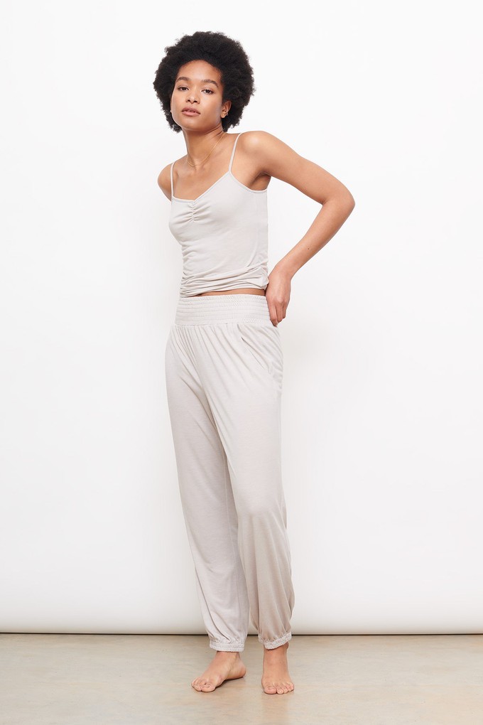 Shirred Track Pants in Fawn from Cucumber Clothing