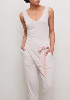 Ribbon-Tie Jumpsuit in Fawn via Cucumber Clothing