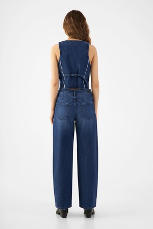 ASH Barrel Leg Minimal Stretch - Fringes - Dark Blue from DAWN Denim
