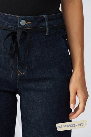 DEW Flared Soft Denim - French Pocket - Raw Blue - Art on Broken Pieces from DAWN Denim