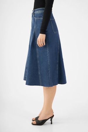 SOL Skirt Minimal Stretch - Midi - Vintage Blue from DAWN Denim