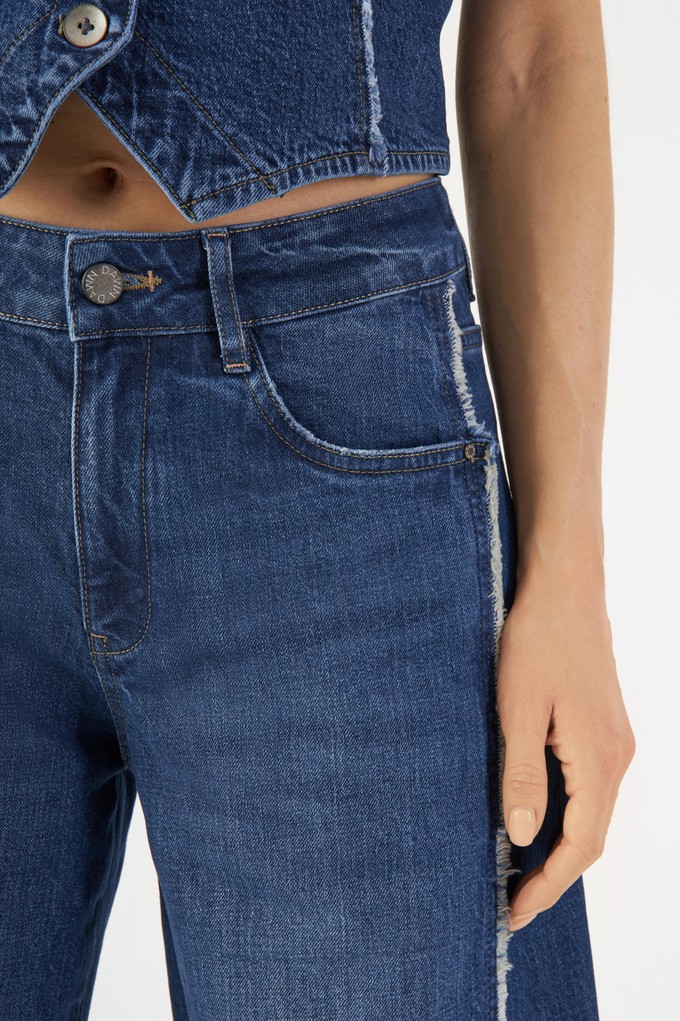 ASH Barrel Leg Minimal Stretch - Fringes - Dark Blue from DAWN Denim