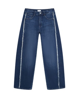 ASH Barrel Leg Minimal Stretch - Fringes - Dark Blue from DAWN Denim