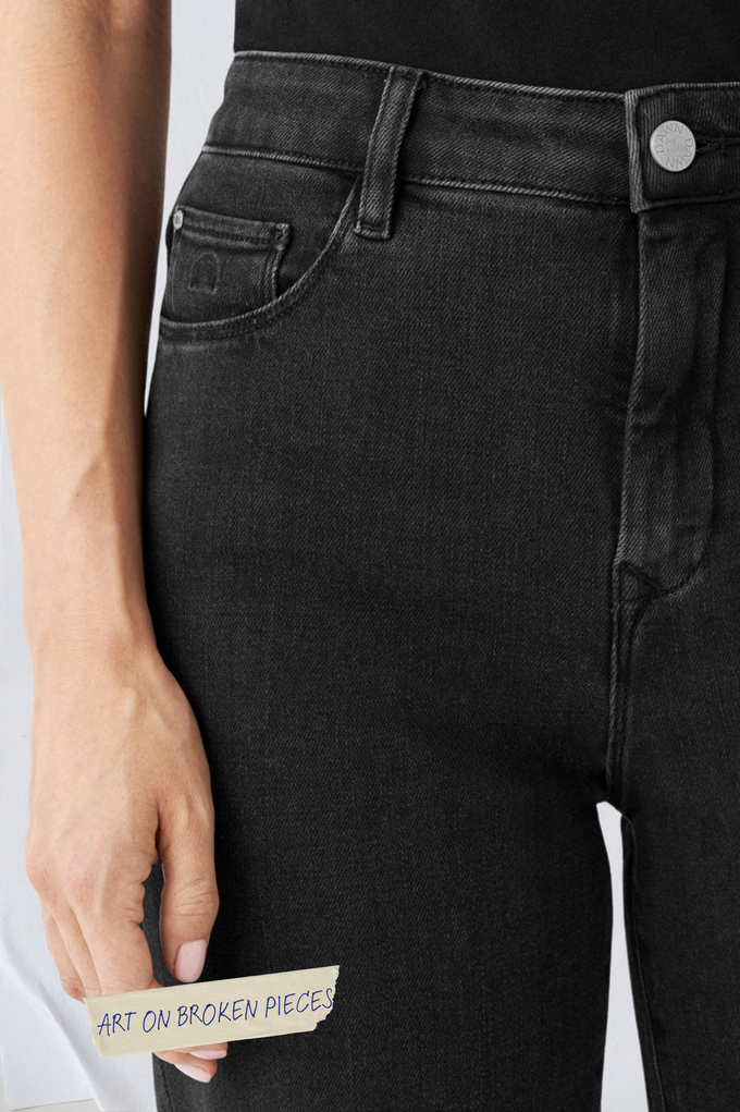 DEW Flared Soft Denim - Classic - Black Denim - Art on Broken Pieces from DAWN Denim