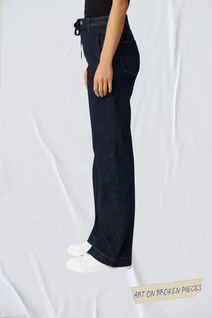 DEW Flared Soft Denim - French Pocket - Raw Blue - Art on Broken Pieces from DAWN Denim