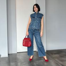 LUNAR Minimal Stretch - Biker Vest - Medium Blue via DAWN Denim