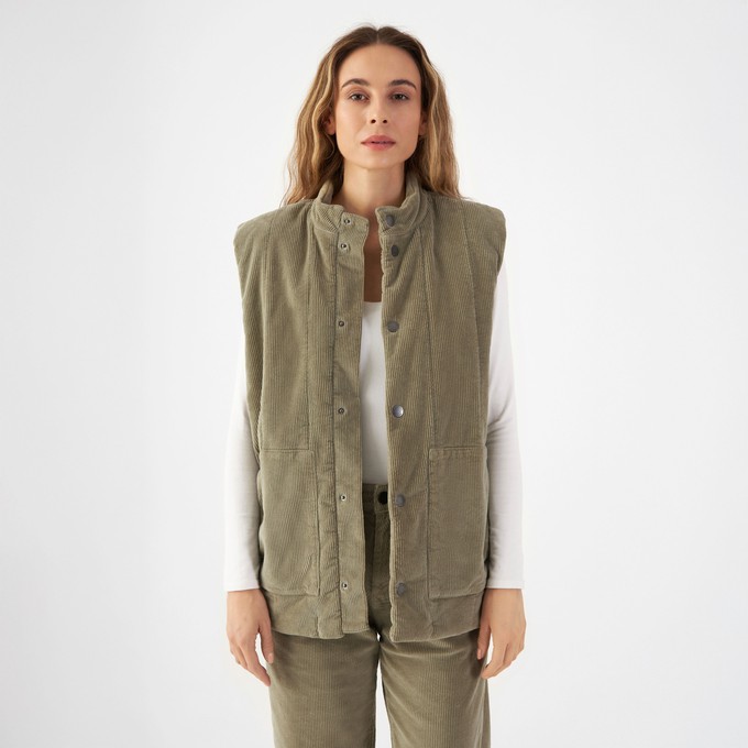 KASHEW Vest Corduroy - Padded - Sage Green - Womenswear from DAWN Denim