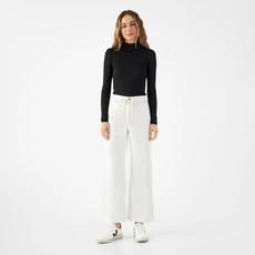 DEW Flared Cropped Soft Denim - French Pocket - White via DAWN Denim