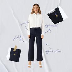 DEW Flared Cropped Soft Denim - French Pocket - Raw Blue - Art on Broken Pieces via DAWN Denim