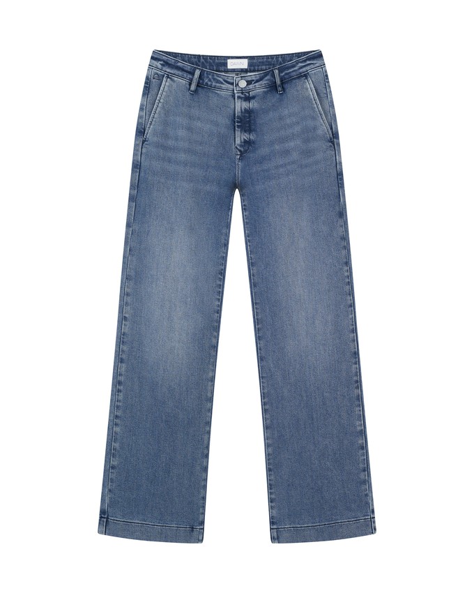 GLOW Flared Soft Tencel - Denim Chino - Medium Blue from DAWN Denim