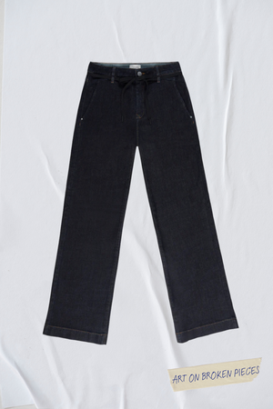 DEW Flared Soft Denim - French Pocket - Raw Blue - Art on Broken Pieces from DAWN Denim