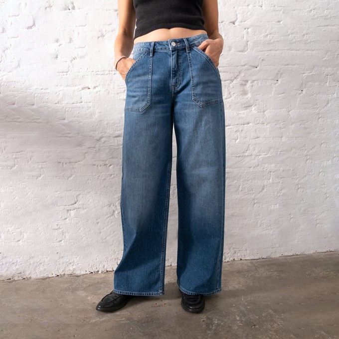 SUNNY Wide Leg Minimal Stretch - Worker - Medium Blue from DAWN Denim