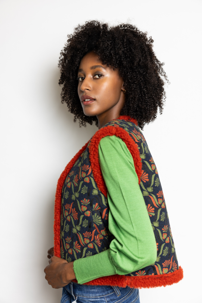 Lucia Wool Gilet | Green Orange from Elements of Freedom