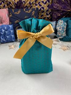 Gift Bag - Jade Green with Bronze Geometric Stars via FabRap