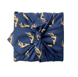 Furoshiki Gift Wrap - 3 Pack (Sizes Small, Medium & Large) Single Sided Bundle - Midnight Reindeers from FabRap