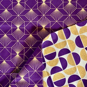 Furoshiki Gift Wrap - 3 Pack (Sizes S, M & L) Double Sided Bundle - Plum Diamonds & Gold Moons from FabRap