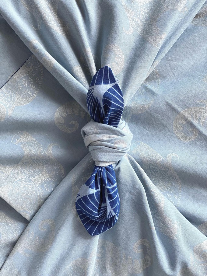 Sky Elephants & Indigo Fans Fabric Gift Wrap Furoshiki Cloth - Double Sided (Reversible) from FabRap