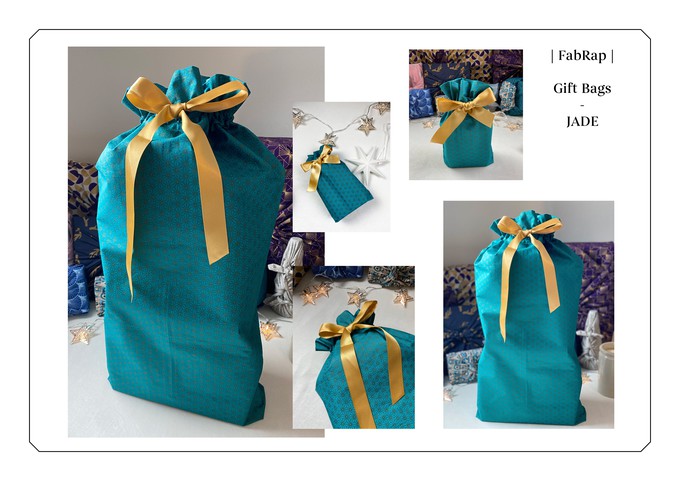 Gift Bag - Jade Green with Bronze Geometric Stars from FabRap