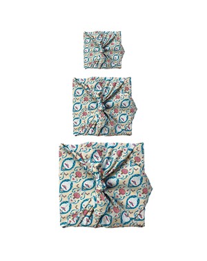 Furoshiki Gift Wrap - 6 Piece Teal & Cherry Bundle - Fabric Gift Wrap from FabRap