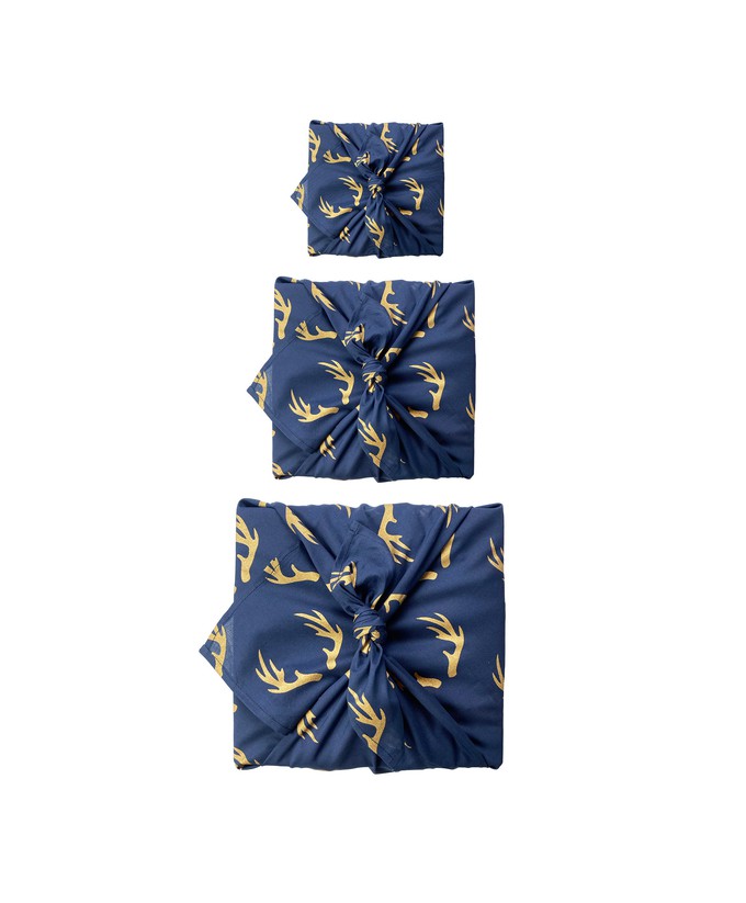 Furoshiki Gift Wrap Midnight Reindeers Fabric Gift Wrap from FabRap