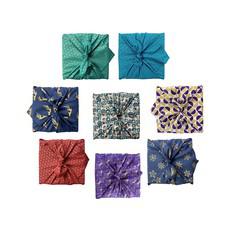 Fabric Gift Wrap Furoshiki - Christmas Gold Set 8 pieces via FabRap