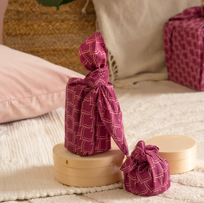 Furoshiki Gift Wrap Maroon Arches Fabric Gift Wrap from FabRap