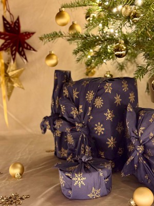 Furoshiki Gift Wrap Midnight Snowflakes Fabric Gift Wrap from FabRap
