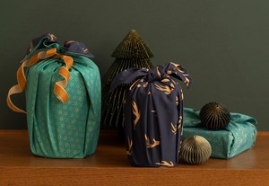 Furoshiki Gift Wrap Jade and Midnight Reindeer Fabric Gift Wrap - Double Sided (Reversible) from FabRap