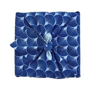 Sky Elephants & Indigo Fans Fabric Gift Wrap Furoshiki Cloth - Double Sided (Reversible) from FabRap