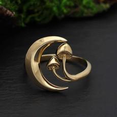 Bronze ring moon and mushrooms via Fairy Positron