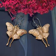 Silver earrings with bronze moon butterfly via Fairy Positron