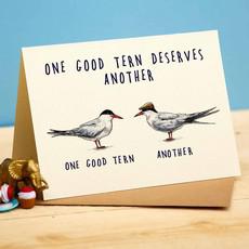 Greeting card tern "One good tern" via Fairy Positron