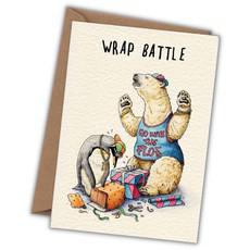 Greeting card polar bear &amp; penguin "Wrap battle" via Fairy Positron