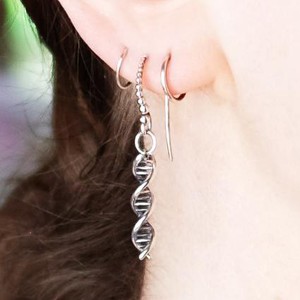 Silver earrings DNA double helix (granulated brackets) from Fairy Positron