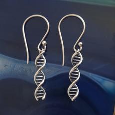 Silver earrings DNA double helix via Fairy Positron