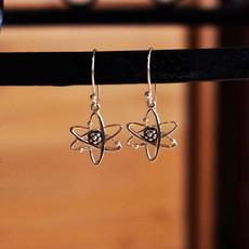 Silver earrings atom via Fairy Positron