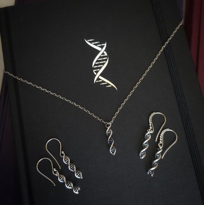 Silver earrings DNA double helix (granulated brackets) from Fairy Positron