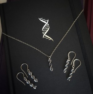 Silver earrings DNA double helix (granulated brackets) from Fairy Positron