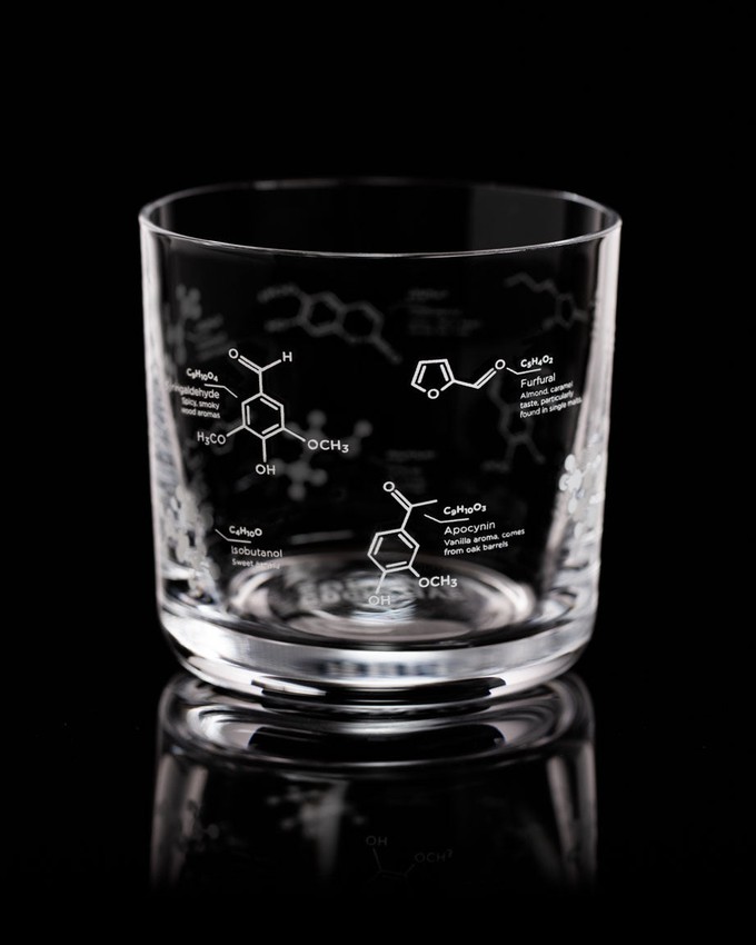 Whiskey glass "the chemistry of whiskey" from Fairy Positron