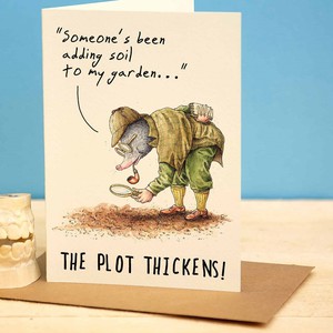 Greeting card mole "The plot thickens" from Fairy Positron