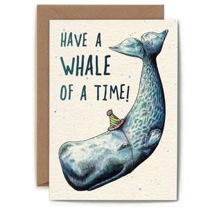 Sperm whale greeting card "Whale of a time" from Fairy Positron