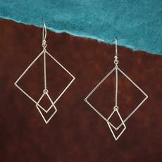 Silver earrings entwined squares from Fairy Positron