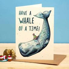 Sperm whale greeting card "Whale of a time" via Fairy Positron
