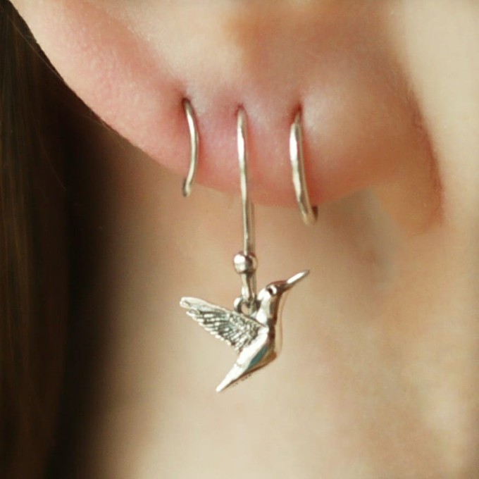 Silver earrings hummingbird (pendants) from Fairy Positron
