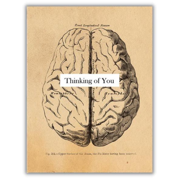 Greeting card brain "Thinking of you" from Fairy Positron